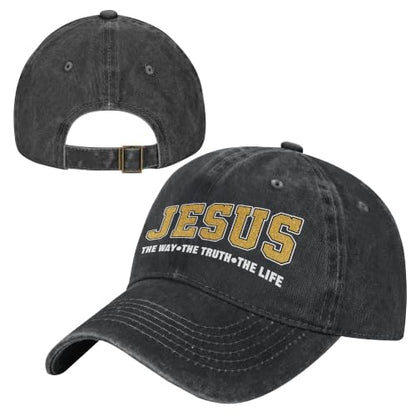 Religion Christ Christian Jesus Baseball Cap for Men Women Adjustable Retro Washed Golf Dad Caps Funny Graphic - color: Jesus the Way the Truth the Life Faith