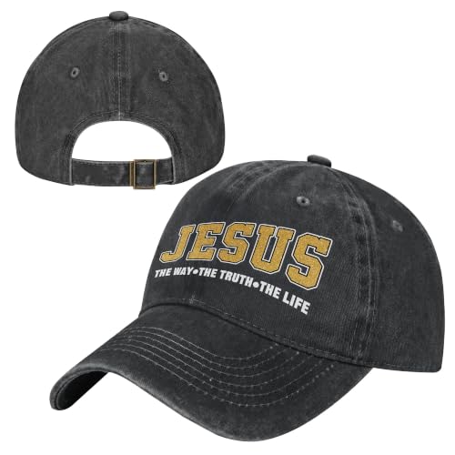 Religion Christ Christian Jesus Baseball Cap for Men Women Adjustable Retro Washed Golf Dad Caps Funny Graphic - color: Jesus the Way the Truth the Life Faith