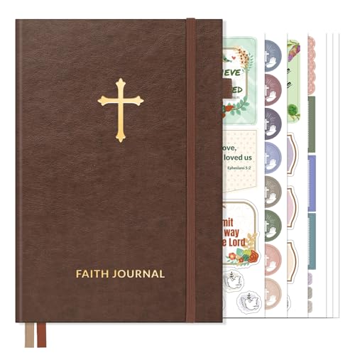 SUNEE Christian Bible Study & Prayer Journal for Men – Undated 6-Month Scripture Notebook for Daily Devotional & Faith Growth, Meaningful Religious Gift for Pastor, Husband or Graduation (Brown) - color: Brown