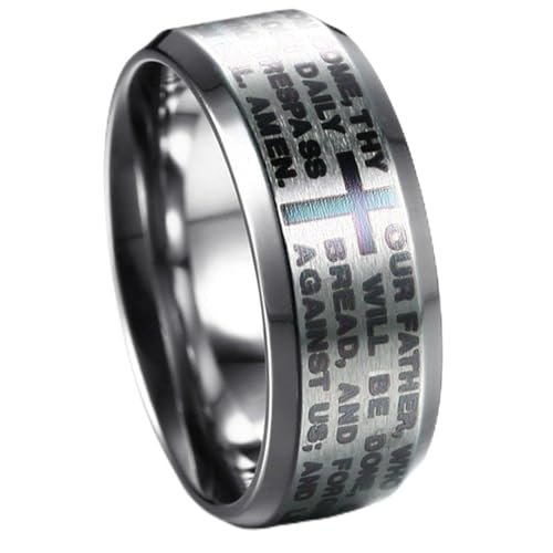 Jude Jewelers Stainless Steel Christian The Lord's Prayer Ring, Matthew 6:9-13 - color: Silver