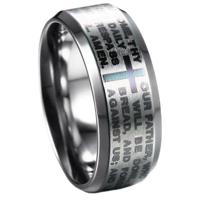 Jude Jewelers Stainless Steel Christian The Lord's Prayer Ring, Matthew 6:9-13 - color: Silver