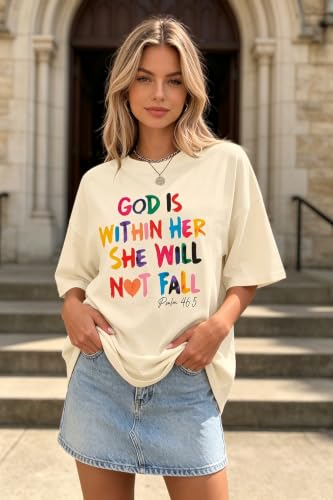 Christian Oversized Shirts Women Religious Faith Shirt Bible Verse Gifts Inspirational Graphic Jesus Tee - color: Apricot, size: Small