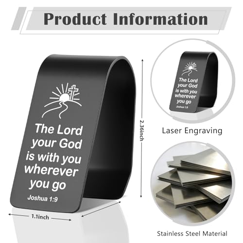 YODOCAMP Joshua 1:9 Car Visor Clip, The Lord Your God is with You Wherever You Go Engraved Reminder, Christian Drive Safe Gift for Women Men, Religious Car Accessory TZC193 - color: Black-C193