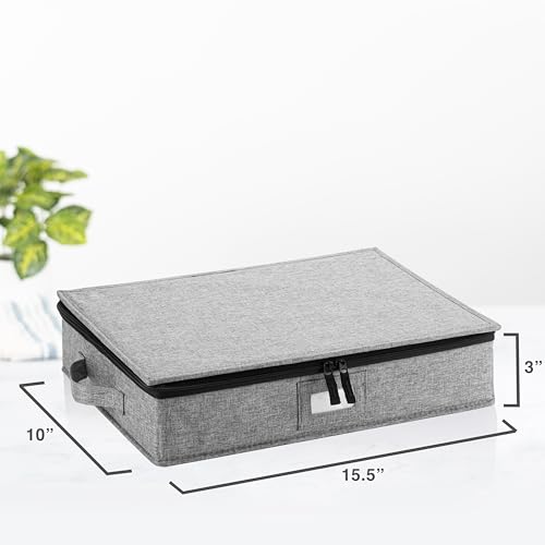 Stack Store Plus More Flatware Storage Case with 5 Adjustable Compartments - Tableware Utensil Chest with Carrying Handles - Protects and Organizes Cutlery and Silverware - Hard Shell and Stackable - style: Silverware Storage
