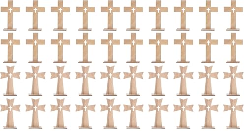 PRETYZOOM 20pcs Unfinished Wooden Crosses for Craft, 4'' Small Cross Ornament, Halloween Table Sign, Baptism First Communion Centerpiece, Easter Christmas Decoration (2 Styles) (Pack of 2) - size: 11x8cm (Pack of 2)