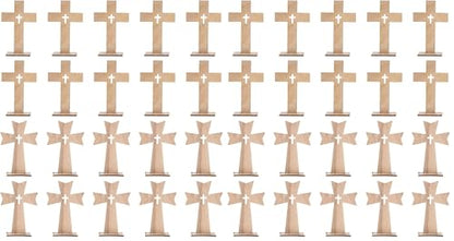 PRETYZOOM 20pcs Unfinished Wooden Crosses for Craft, 4'' Small Cross Ornament, Halloween Table Sign, Baptism First Communion Centerpiece, Easter Christmas Decoration (2 Styles) (Pack of 2) - size: 11x8cm (Pack of 2)
