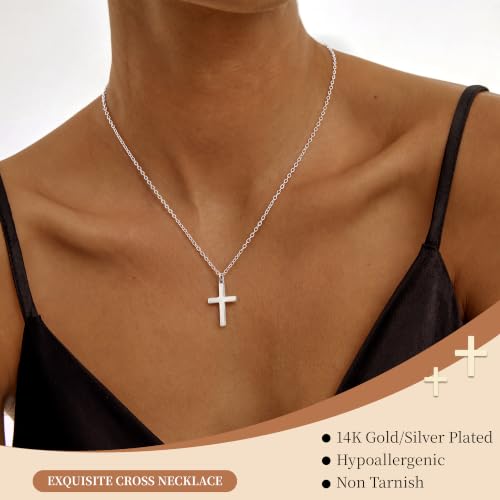 Moodear Cross Necklace for Women, Dainty Faith Pendant, Christian Jewelry - color: Sterling Silver