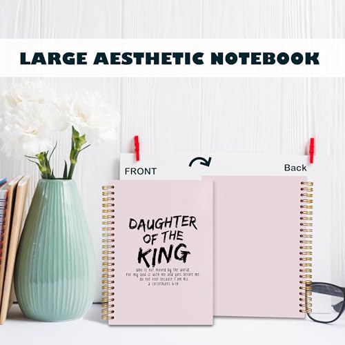 BearCake Prayer Journal for Woman,Christian Bible Journal,Christian Gifts for Women, Bible Notebooks for Note Taking, Daughter of the King,Spiral bible Notebook 5.5x8.3 Pink - color: white Bible-6：18 pink