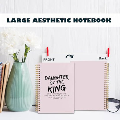 BearCake Prayer Journal for Woman,Christian Bible Journal,Christian Gifts for Women, Bible Notebooks for Note Taking, Daughter of the King,Spiral bible Notebook 5.5x8.3 Pink - color: white Bible-6：18 pink