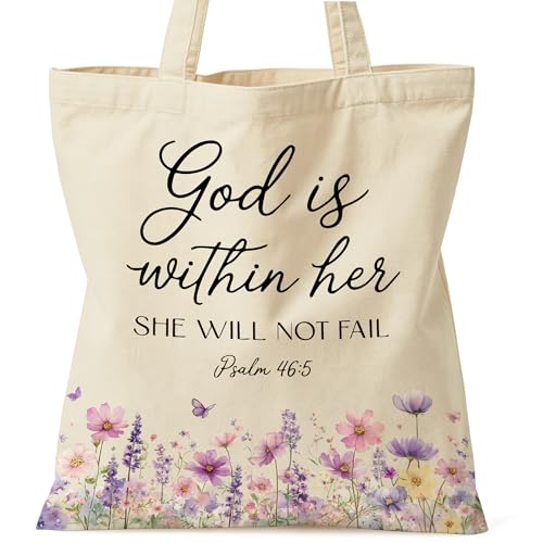 Christian Bible Tote Bag for Women Shopping Work Church with Inner Pocket - color: Beige 07