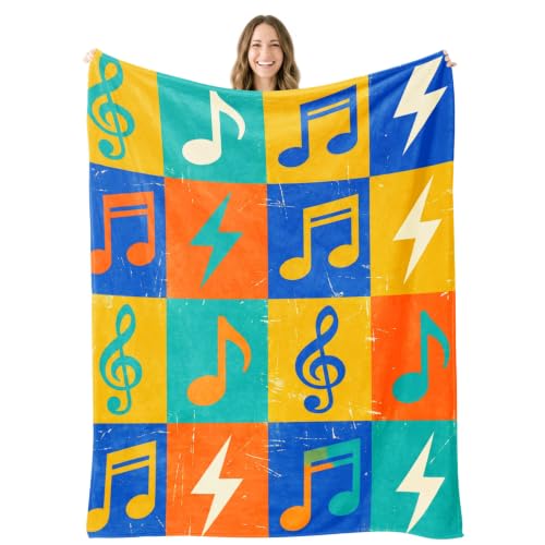 Retro Music Pop Art Throw Blanket – Vintage Gifts for Choir, Music Lovers - color: Tk046, size: 60"x50"