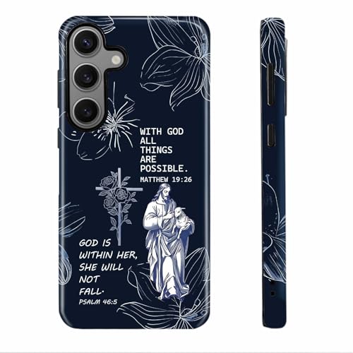 Christian Cross Faith Bible Verses Navy Blue Phone Case for Samsung Galaxy A16 5G, Shockproof Soft TPU & Hard PC Hybrid 2-Layer Protective Phone Cover for Women Girls - color: Navy Blue, size: Galaxy A16