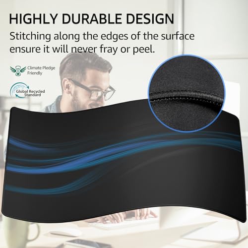 KTRIO Oversized Gaming Mouse Pad Desk Mat for Gamer, 47.3" x 23.6", Black - color: Black Stealth, size: 47.3l x 23.6w Inches