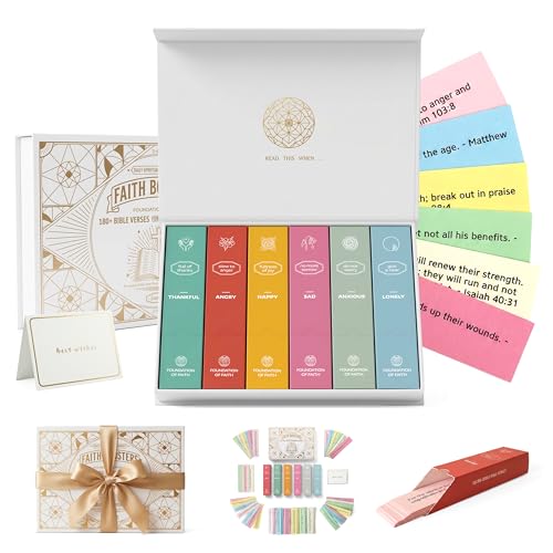 Prelady 180 Bible Verse Scripture Cards, Color-Coded for Different Emotions, Inspirational Devotional Set with Portable Box, Daily Encouragement Religious Gifts for Women
