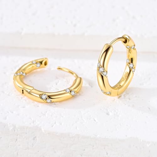 LAZA 925 Sterling Silver Earrings for Women Huggies Hoop Gold Earrings - color: Gold small Hoop Earrings