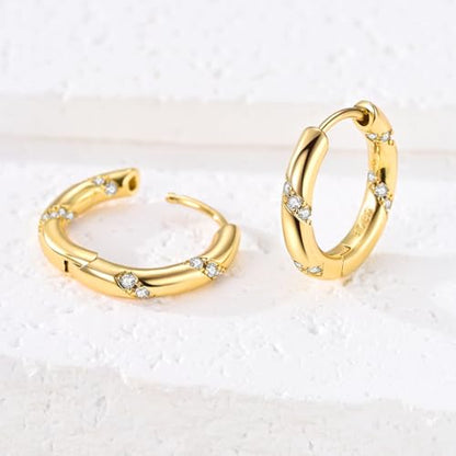 LAZA 925 Sterling Silver Earrings for Women Huggies Hoop Gold Earrings - color: Gold small Hoop Earrings