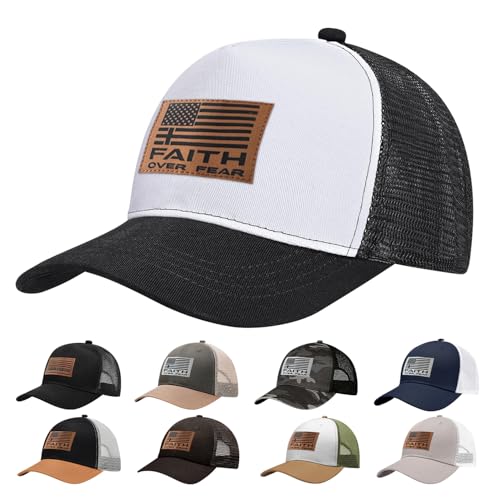 Christian Hats for Men Women, Faith Over Fear Hat - color: Black White