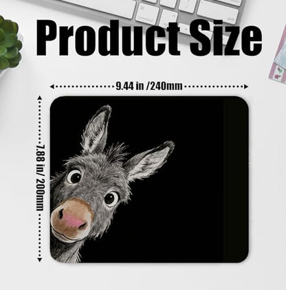 Funny Donkey Mouse Pad for Desk, Donkey Lover Gifts, Rustic Peeking Farm Animal Mousepads with Anti-Slip Rubber Base for Computer Laptop Home Office Desk Accessories, 9.5x7.9 Inch - color: Square mouse pad-donkey