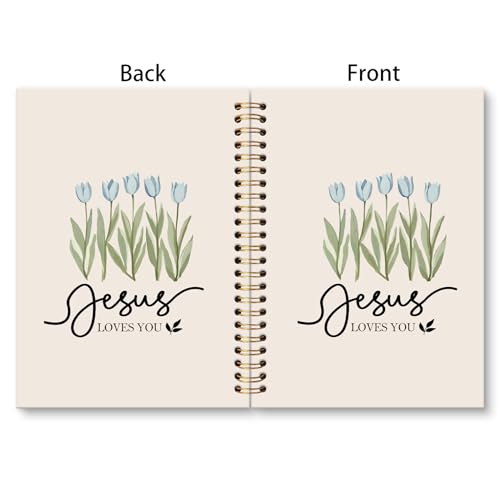 huester Christian Tulip Floral Notebook Journal, Jesus Loves You Bible Verse Journal for Women, Religious Scripture Notebooks for Note Taking, Bible Hardcover Spiral Notebook, 5.5x8.3 Inch - color: Christian02