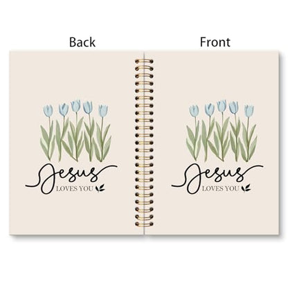 huester Christian Tulip Floral Notebook Journal, Jesus Loves You Bible Verse Journal for Women, Religious Scripture Notebooks for Note Taking, Bible Hardcover Spiral Notebook, 5.5x8.3 Inch - color: Christian02