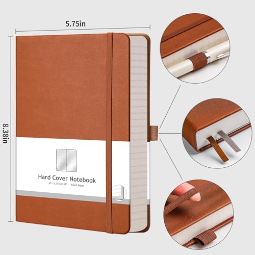 AHGXG Lined Journal Notebook, 320 Numbered Pages, A5 (5.75'' X 8.38'') - color: Brown, size: A5