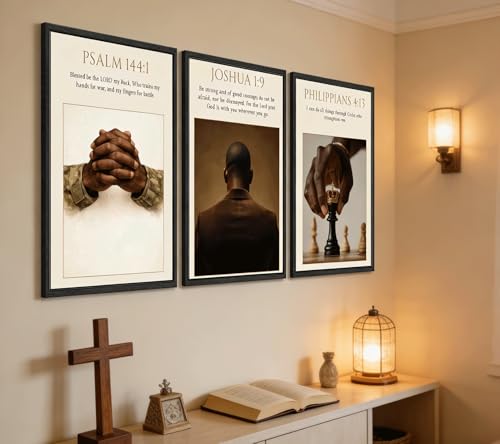 MOGUPA 3Pcs Black Man Christian Poster Canvas Wall Art 12x16 in Unframed - color: Black Man Bible, size: 16"L x 12"W