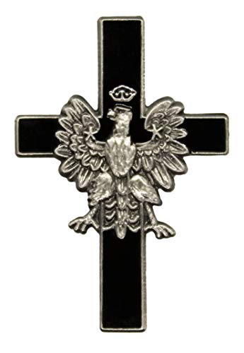 Polart | Polish Lapel Pin - Polska Pin with Butterfly Clutch - Poland Gifts for Suits, Bags, Hats, and Collectors of Jewelry Lapel Pins and Brooches (for Men & Women) - style: Christen Black Cross Brooch