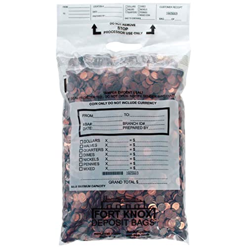 BankSupplies Poly Coin Bags 13 x 22 Tamper Evident Handled Coin Bags 50 Pack - size: 13 x 18 inches