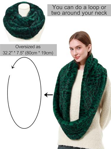LA CARRIE Womens Leopard Print Infinity Scarf Loop Circle Neck Warmer - color: Leopard Green