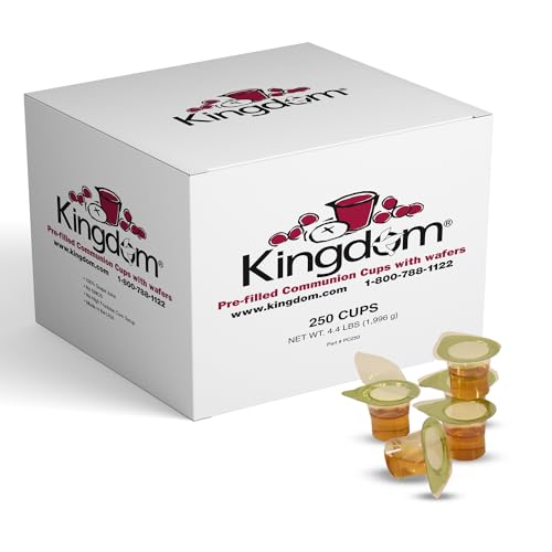 Kingdom Prefilled Communion Cup with Wafers(250ct-white juice) Sealed in a Single-Serving Container with Upto 1-Year Shelf Life,Perfect for Holy Eucharist Celebration in Hospitals,Summer Camps, & More - size: 250 Count (White Juice)