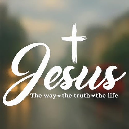 Jesus The Way The Truth The Life Car Decal - Christian Cross Vinyl Sticker for Truck SUV Laptop Window - Gift for Faithful Believers