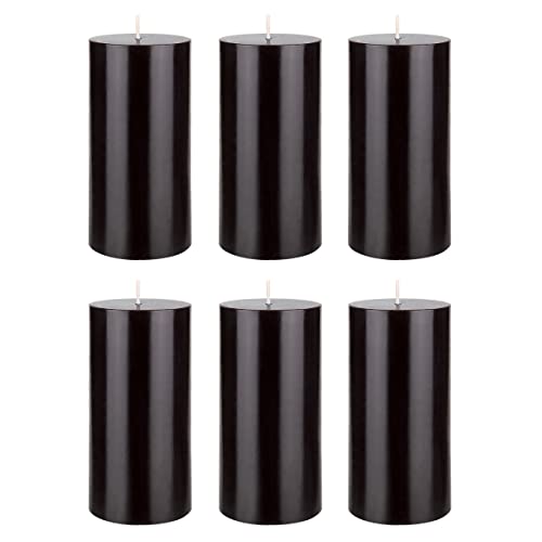 Mega Candles 6 pcs Unscented Solid Black Pillar Candles, Hand Poured Premium Wax Candle 3 Inch x 6 Inch, Home Décor, Spas, Weddings, Occasions, Party, Centerpieces, Holidays, Vigils, Prayers - color: Black, size: 6 Pieces