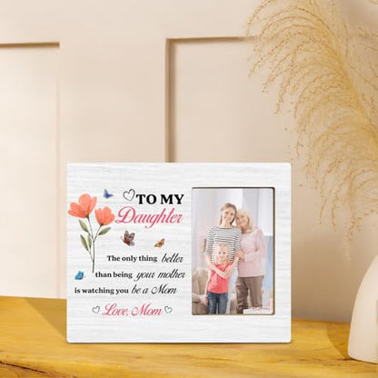 JioJio Chan Daughter Pregnancy Gifts from Mom Picture Frame - 4 x 6 Inch Photo -New Mom Gift For Daughter Engagement - color: white05