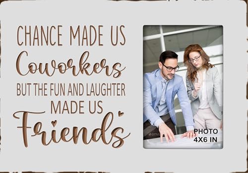 Wooden Engraved Picture Frame 4x6 Inches for Coworkers Colleague Friends - color: white coworkers