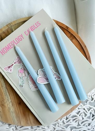 10" Classic Taper Candles, Sky Blue, 4-Pack, 7-8 Hours Long Burning, Unscented Tall Candlesticks - color: Sky Blue, size: 4PK