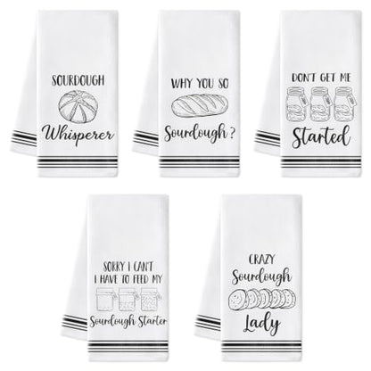 R HORSE 5 Pack Funny Sourdough Tea Bread Kitchen Dish Towels - color: Baking