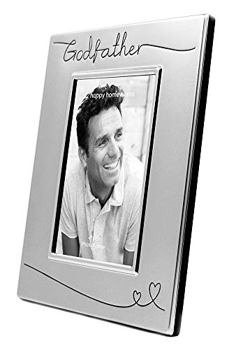 Haysom Interiors Beautiful Two Tone Silver Plated Godfather 4" x 6" Picture Frame with Black Velvet | Unique and Thoughtful Gift Idea by Happy Homewares - size: Godfather