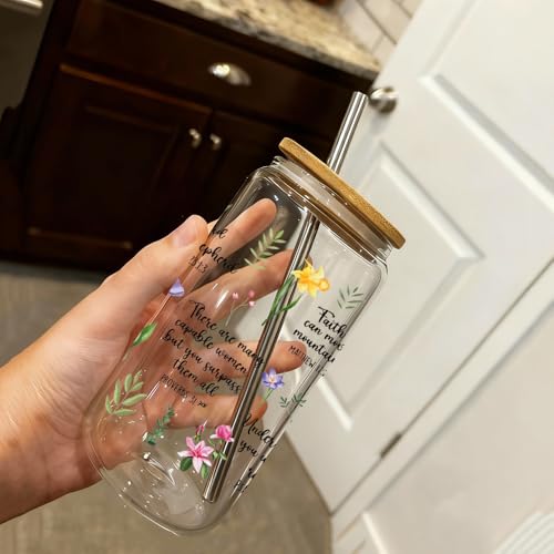 Mother Day Christian Gifts for Women, Bible Verses Glass Cups, Inspirational Religious Birthday Gifts, Baptism Confirmation Cup, Catholic Spiritual Gift for Sister Friends Coworkers