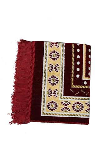 Turkish Muslim Prayer Rug, Mat with Beads for Men Women, Ramadan Hajj Gift (RED) - color: Red