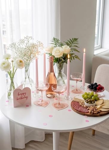 12PK 10" Classic Taper Candles, Pale Pink, 7-8 Hours Long Burning, Unscented Tall Candlesticks - color: Pale Pink, size: 12PK