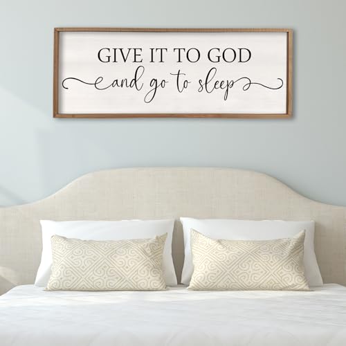 Surfapans Give It To God And Go To Sleep Sign, 40"x15", Wood - color: Give It To God And Go To Sleep（Wood), size: 40"L x 15"W