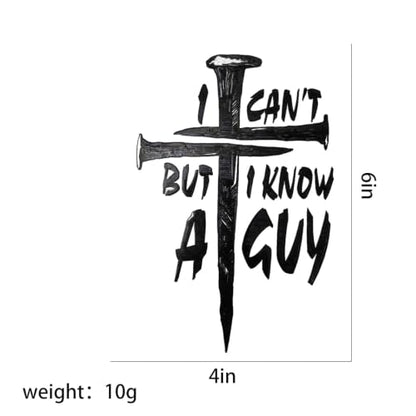 I Can't But I Know A Guy Christian Car Decal,Jesus Faith Cross Vinyl Sticker,Religious Bible Verse Sticker for Car Truck Window,Durable,Weatherproof Outdoor Vinyl (2, Black) - color: Black