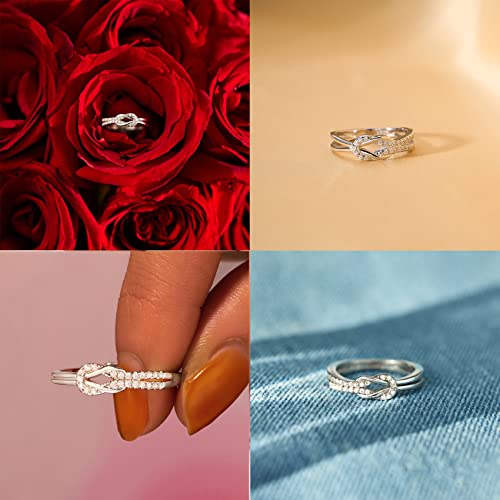 MOROTOLE To My Mom Sterling Silver Ring, Love Knot Silver Ring for Women Forever Linked You And Mom Rings Adjustable Thumb Rings Mother Gifts… - color: Knot Rings * 2 (Mother & Daughter Card * 2)
