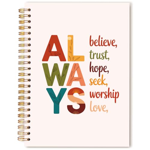 Boho Christian Notebook Journal, Christian Gifts for Women Faith, Bible Verse Religious Spiral Hardcover Notebook Journal for School Office Work, 5.5x8.3 Inch - color: Always Believe