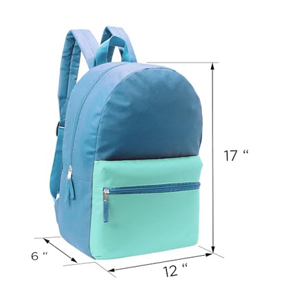 12 Pack 17" Bulk Backpacks with 16 Piece School Supply Kit, 12 Colors - color: 2 Tone, size: 16 Piece SS Kit