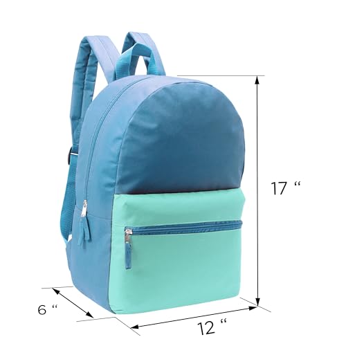 12 Packs 17" Bulk Backpacks with 50 Piece School Supply Kit , 12 Colors - color: 2 Tone, size: 50 Piece SS Kit