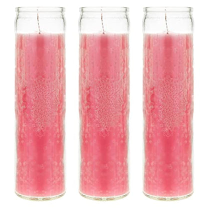 Mega Candles Unscented Devotional Vigil Prayer Wax Candle 3 Count 2" x 8" - color: Pink, size: 3 Pieces