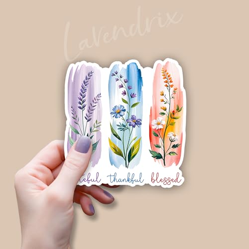 (3Pcs) Grateful Thankful Blessed Christian Sticker Inspirational Bible Verse Jesus Faith Prayer Vinyl Decal for Tumbler Laptop Water Bottles Book Car Phone - Size 3x2.8