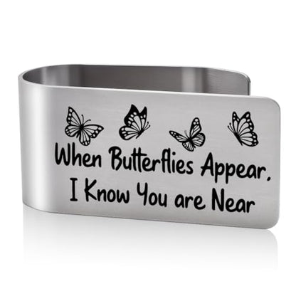 When Butterflies Appear I Know Visor Clip for Cars Memorial Gifts - color: silver 2
