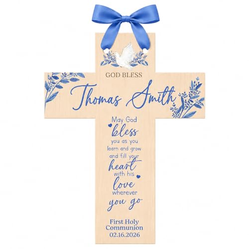 catholic baptism gifts for boys personalized | Personalized Cross | Religious Keepsake Baptism Gifts | Personalized Baptism Cross For Girls and Boys | First Communion Gifts | (May God Bless) - color: May God Bless